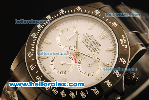 Rolex Daytona Chronograph Swiss Valjoux 7750 Automatic Movement Full PVD with White Dial and White Markers - Click Image to Close